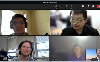 (top left to right and then bottom left to right) Dr. Xiaofeng Wang, Dr. Bin Zhang, Dr. Lingyu Yu, and Dr. Guoan Wang.