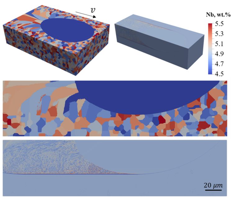 Simulated grain and subgrain structure in AM with microsegregation
